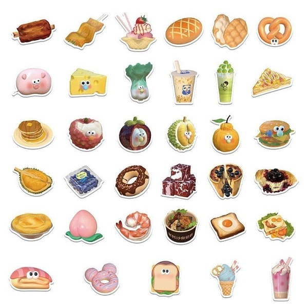 Mẫu sticker đồ ăn vẽ tay cute