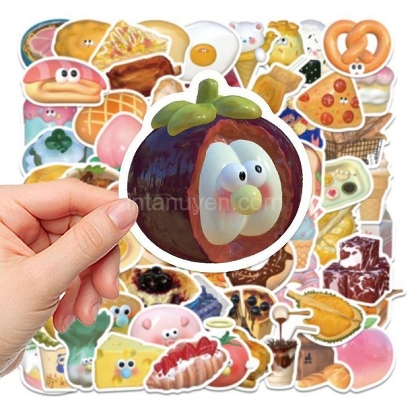 Mẫu sticker đồ ăn vặt cute