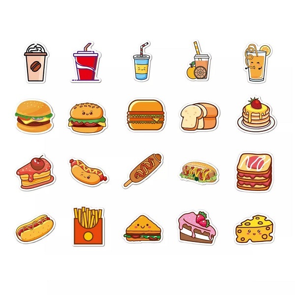 Mẫu sticker đồ ăn vẽ tay đẹp