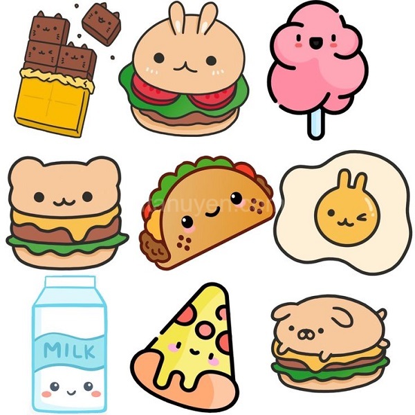 Mẫu sticker đồ ăn cute, chibi - 3