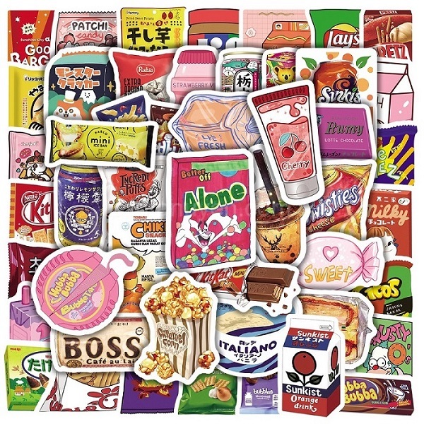Mẫu sticker đồ ăn vặt nhiều mẫu mã